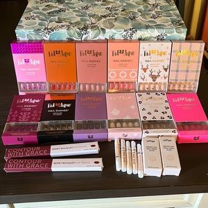 Lot of 12 sets of Red Aspen nail dashes plus brush on glue and more!